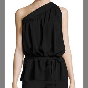Helmut Lang One shoulder silk blouse